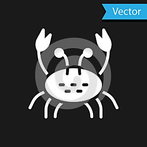 White Crab icon isolated on black background. Vector