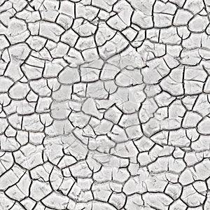 White Cracked Surface Seamless Texture.