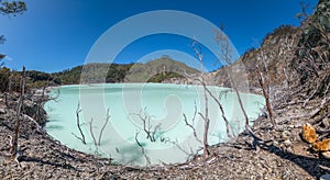 White Crater or Kawah Putih sulfur lake in West Java, Near Bandung city, Indonesia