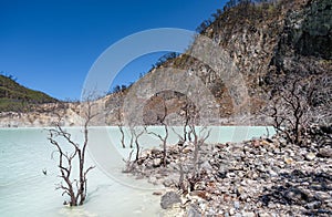 White Crater or Kawah Putih sulfur lake in West Java, Near Bandung city, Indonesia