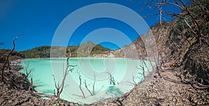 White crater or Kawah Putih sulfur lake in West Java, Near Bandung city, Indonesia