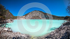 White crater or Kawah Putih sulfur lake in West Java, Near Bandung city, Indonesia