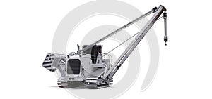 White crawler crane with side boom. 3d rendering
