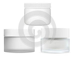 White cream jar mockup, plastic cap. Skin butter container