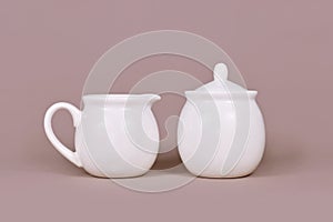 White creamer pitcher and sugar bowl