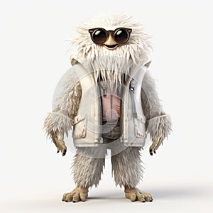 Unreal Engine Junglepunk: White Snow Furry Creature In High-quality Fashion photo