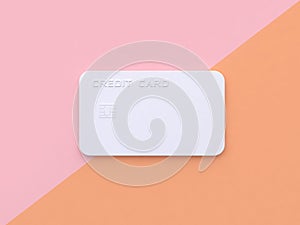 White credit card abstract minimal pink orange pastel tilted background 3d render business concept