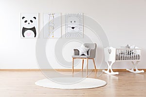 White crib in baby`s room