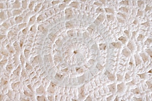 White crochet knitted texture in flowers patterns for background , crafts