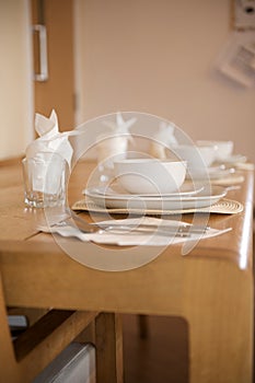 White crockery breakfast place setting