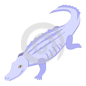 White crocodile icon, isometric style