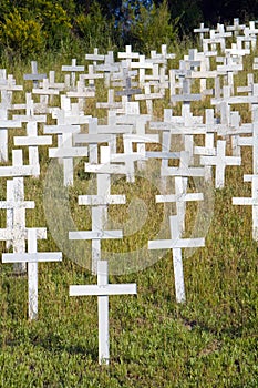 White crosses on a hillside