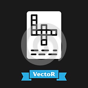 White Crossword icon isolated on black background. Vector