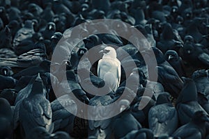 A white crow among many black crows