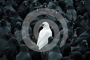 A white crow among many black crows