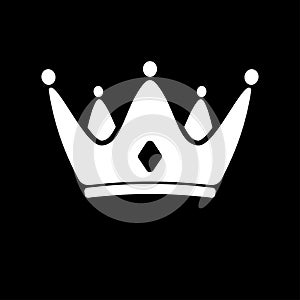 White crown icon. Vector symbol of king, royal