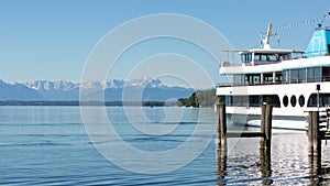 White cruise boat / steamer at Lake Starnberg