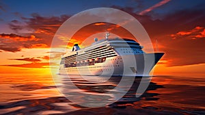 White cruise ship at sea on a sunny day. Ai generadet art. photo