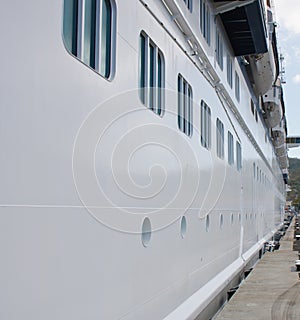 White Cruise Ship Hull with Portholes