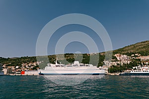 White cruise ship off the coast in Croatia.