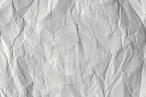 White crumpled paper background, texture old for web design screensavers.