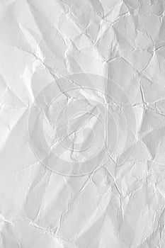 White crumpled paper background, texture old for web design screensavers.