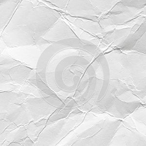 White crumpled paper background, texture old for web design screensavers.