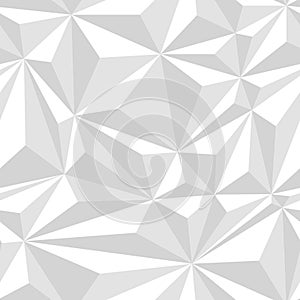 White crumpled paper simple polygonal light abstract seamless pattern, vector background