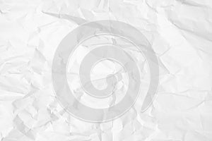 White crumpled paper texture background. Clean white paper. Top view.