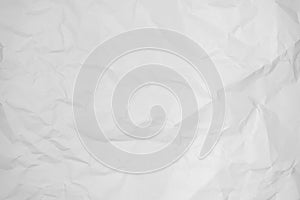 White crumpled paper texture background, clean white wrinkled paper, top view.