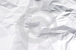 White crumpled paper texture background. Top view