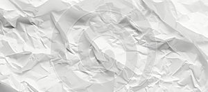 White crumpled paper texture, wrinkled paper background ideal for diverse design projects