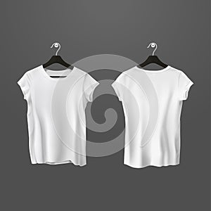White crumpled t-shirts or unisex shirt on hanger