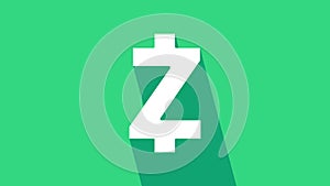 White Cryptocurrency coin Zcash ZEC icon isolated on green background. Altcoin symbol. Blockchain based secure crypto