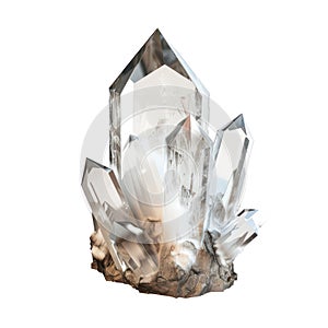 White crystal 3d rendering side view isolate