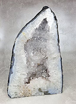 White crystal quartz geode, natural mineral