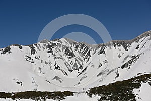 White crystal snow on the mountain