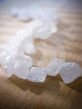 White crystals of sugar