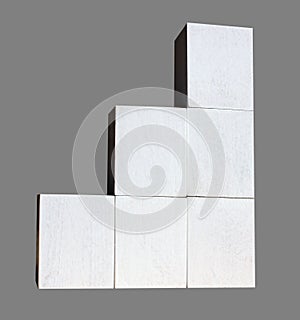 White cubes are built as statistics business graphics. Graph and graph, web data report and presentation, isolated gray background