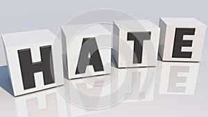 White cubes with hate concept