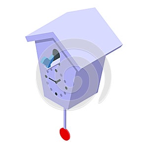 White Cuckoo Clock icon isometric vector. Old bird