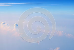 White Cumulonimbus and Altostratus Clouds in Infinite Blue Sky - Aerial View - Abstract Natural Background