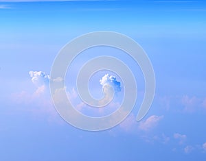 White Cumulonimbus Clouds in Infinite Blue Sky - Aerial View - Abstract Natural Background