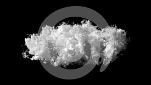 White cumulus cloud isolated on black background. 3D Rendering