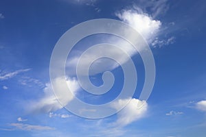 White cumulus clouds in the blue sky