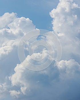 white cumulus clouds on blue sky weather and nature. rain and thunderstorm