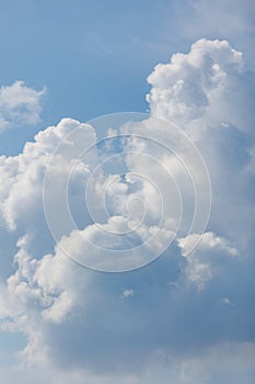 white cumulus clouds on blue sky weather and nature. rain and thunderstorm