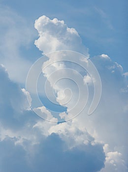 white cumulus clouds on blue sky weather and nature. rain and thunderstorm