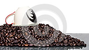 White cup coffee beans