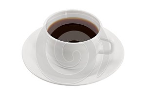 White cup of coffee on a saucer isolated